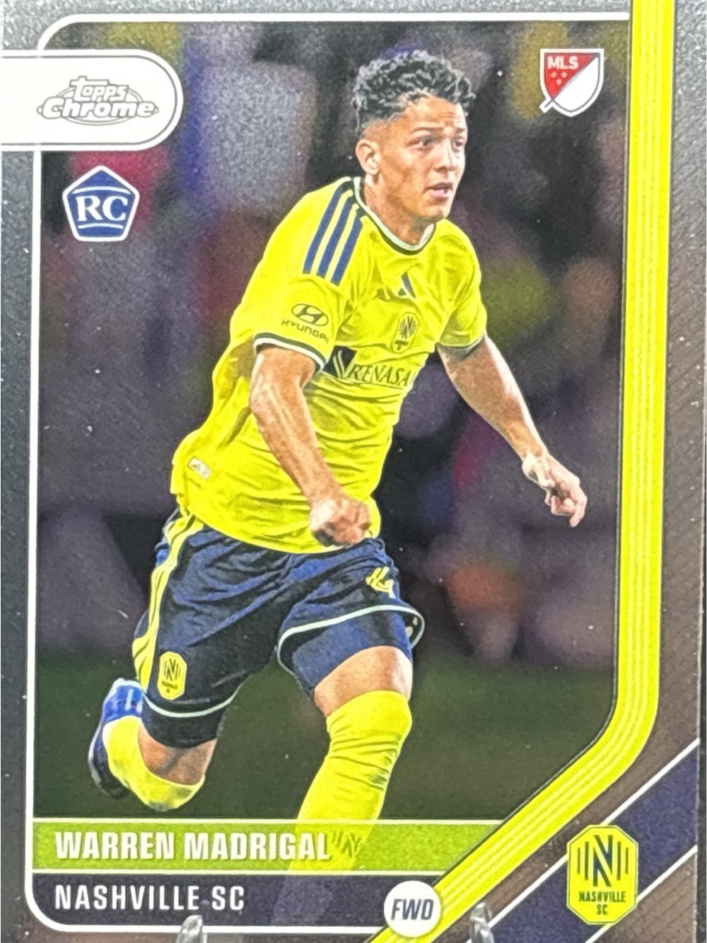 Topps Chrome Warren Madrigal Rookie Soccer Card.